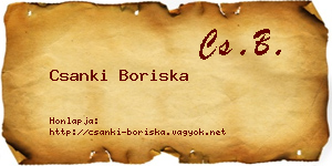 Csanki Boriska névjegykártya